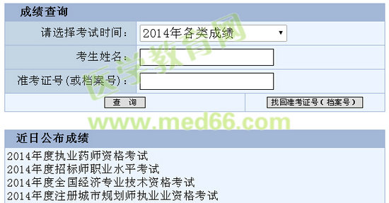 2014年重慶執(zhí)業(yè)藥師考試成績(jī)查詢?nèi)肟陂_(kāi)通