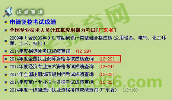 2014年廣東省陽(yáng)江市執(zhí)業(yè)藥師成績(jī)查詢(xún)?nèi)肟? width=