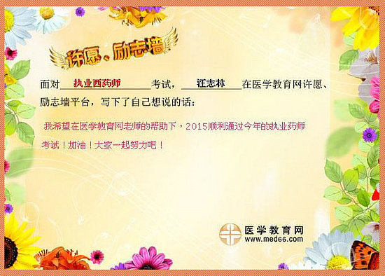 2015年執(zhí)業(yè)藥師考試許愿勵(lì)志墻 我宣言共見證！