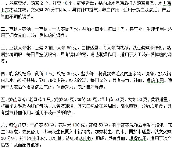 做完人工流產(chǎn)手術(shù)后的有哪些食療的方法可以護理身體