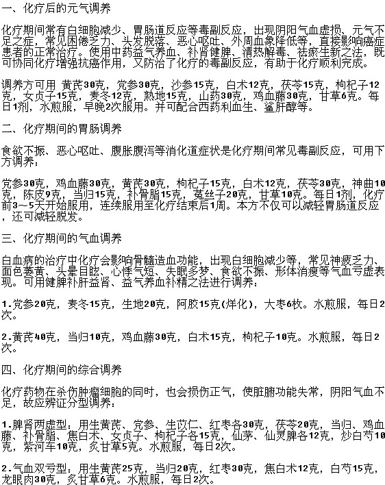 白血病化療時(shí)中藥調(diào)養(yǎng)如何做