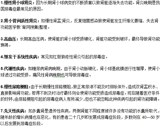引發(fā)尿毒癥的主要原因