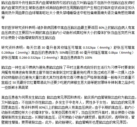 飲酒會導(dǎo)致腦出血嗎？