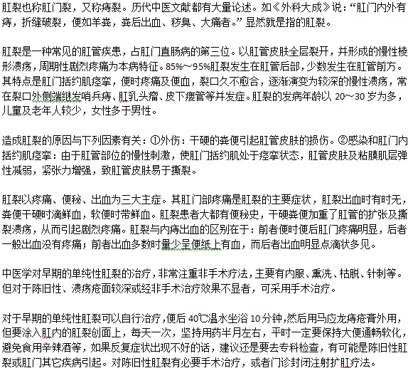 什么是肛裂？有何表現(xiàn)？如何治療？