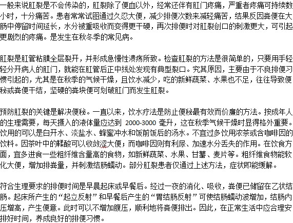 得了肛裂會(huì)傳染給別人嗎？