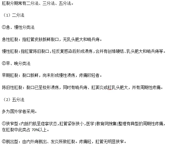 肛裂分幾個時期？如何分期？