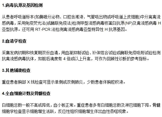 疑似禽流感病人需要做哪些化驗(yàn)檢查？