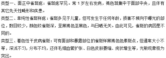 雀斑有哪三種常見的類型？