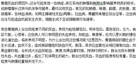 導(dǎo)致胃癌貧血的原因是什么？