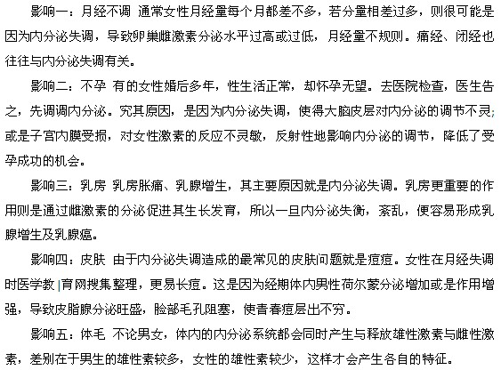 內分泌失調對身體有什么影響