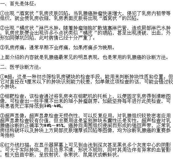 診斷乳腺癌有哪些常用方法你知道嗎？