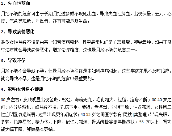 月經(jīng)不調(diào)對女人會造成什么危害？