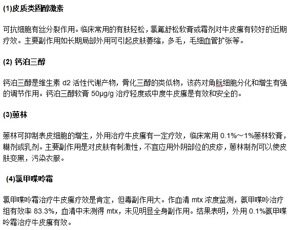 常見治療牛皮癬的外用藥物有哪些？