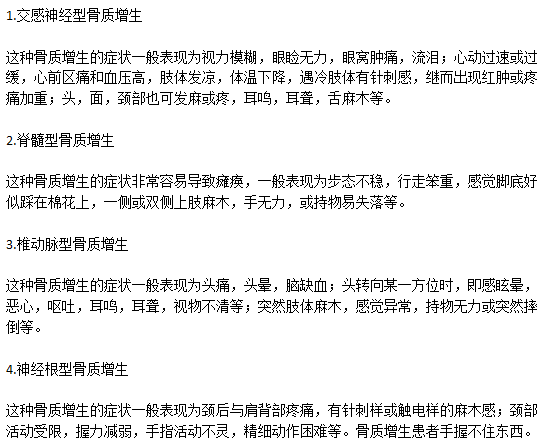臨床老年骨質(zhì)增生患者的常見病癥類型有哪些？