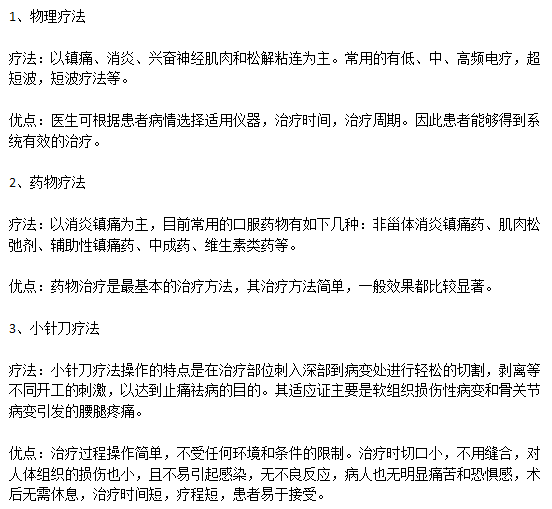 臨床上腰腿痛的西醫(yī)治療方法及各自優(yōu)缺點(diǎn)分別是什么？