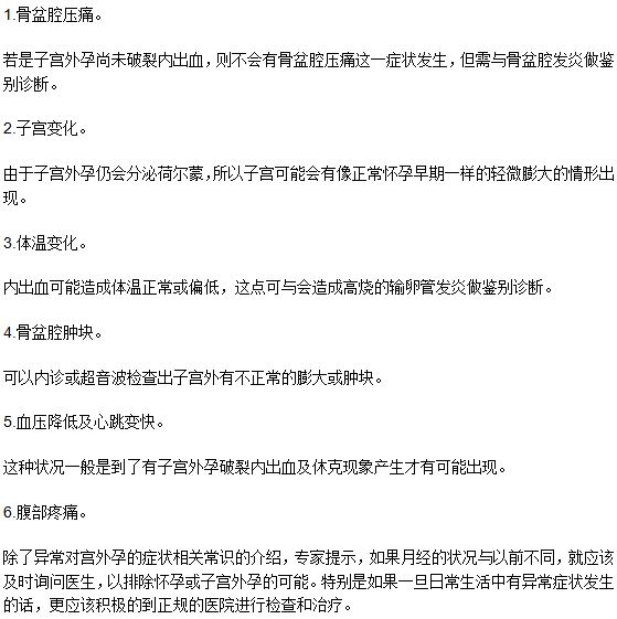 解析宮外孕的六大癥狀的具體內容