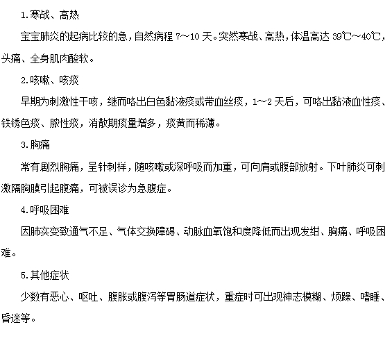 小兒肺炎常見(jiàn)的五大類癥狀