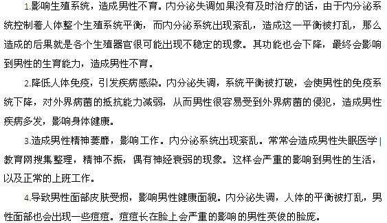內(nèi)分泌失調(diào)對男性的危害有哪些？
