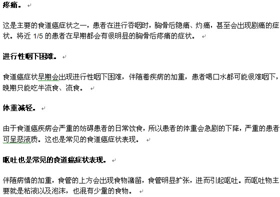 食管癌的主要癥狀表現(xiàn)有哪些？