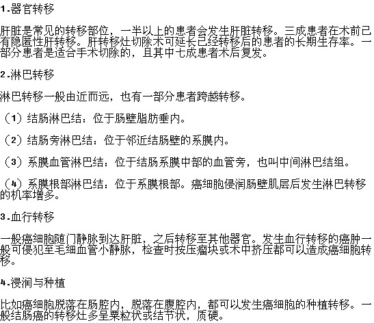 結(jié)腸癌有哪些轉(zhuǎn)移途徑？