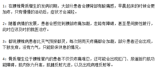 腰椎骨質(zhì)增生腰椎不同時(shí)期的癥狀分別表現(xiàn)為什么？