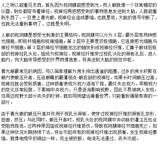 青光眼患者一定要及時(shí)就醫(yī) 原因是什么？