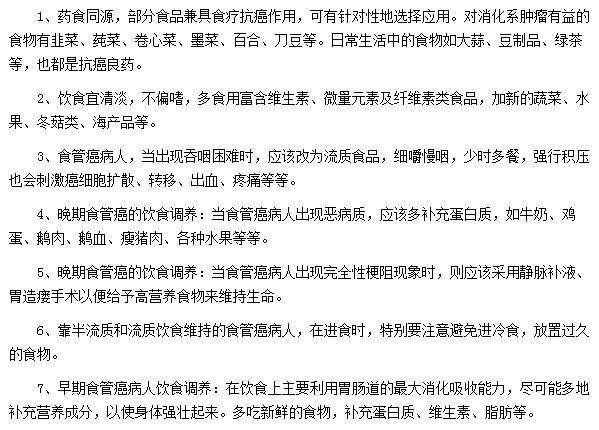 食管癌患者飲食方面應(yīng)該注意什么？
