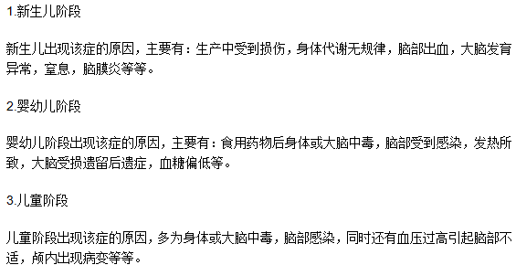 不同階段引起小兒驚厥的原因是什么？