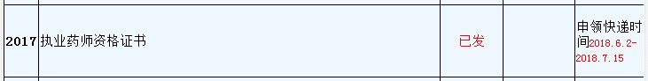 浙江省2017年執(zhí)業(yè)藥師證書發(fā)放通知