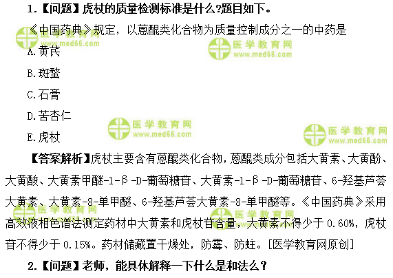 醫(yī)學(xué)教育網(wǎng)初級中藥師：《答疑周刊》2019年第11期