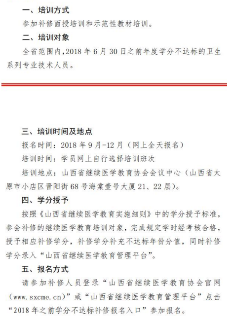 山西省繼續(xù)醫(yī)學(xué)教育協(xié)會關(guān)于開展全省衛(wèi)生系列專業(yè)技術(shù)人員往年繼續(xù)醫(yī)學(xué)教育學(xué)分不達(dá)標(biāo)補(bǔ)修工作的函