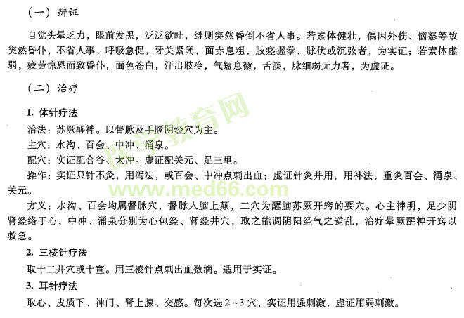 中醫(yī)專長醫(yī)師資格考試資料常見急癥—暈厥