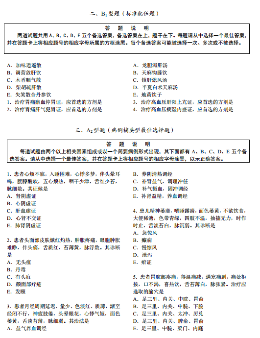 國家醫(yī)師資格考試綜合筆試題型舉例