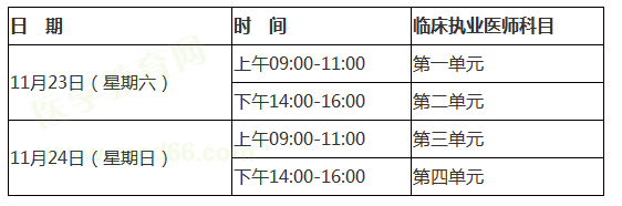 2019臨床執(zhí)業(yè)醫(yī)師考試時間