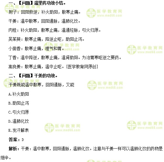 醫(yī)學教育網初級中藥師：《答疑周刊》2019年第47期