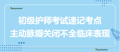 主動脈瓣關(guān)閉不全臨床表現(xiàn)-2024初級護(hù)師考試速記考點