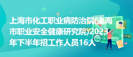 上海市化工職業(yè)病防治院(上海市職業(yè)安全健康研究院)2023年下半年招工作人員16人