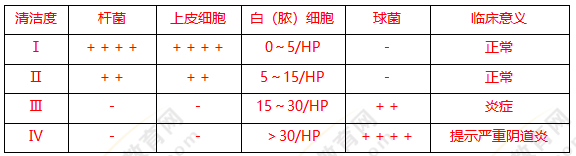 陰道清潔度判斷標(biāo)準(zhǔn)